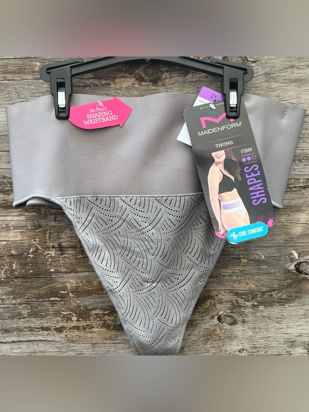 Maidenform Gray Laser-Cut High Waist Thong Bikini